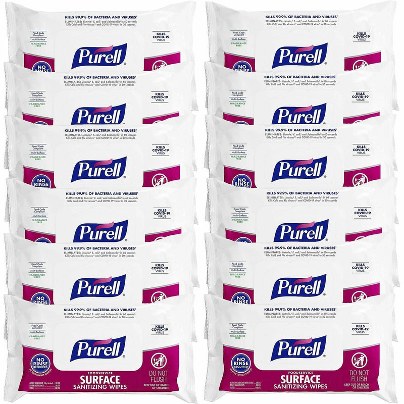PURELL Foodservice Surface Sanitizing Wipes - White - 72.0 Per Packet - 12 / Carton - Cleaning