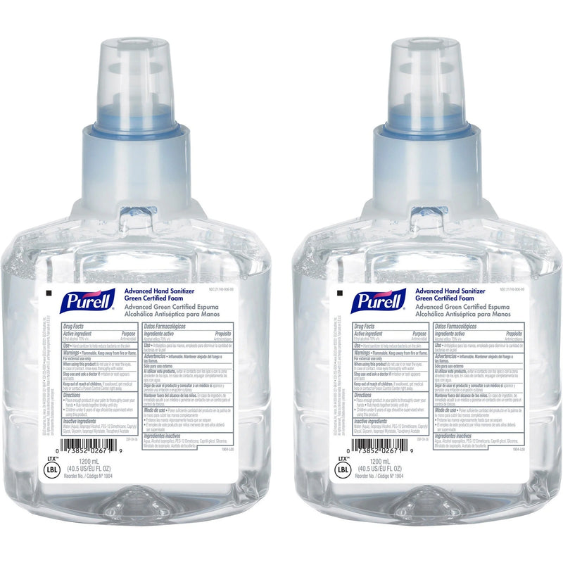 PURELL® Hand Sanitizer Foam Refill - 1.27 Quart - Fragrance & Dye-Free - 2/Carton - Sanitizers