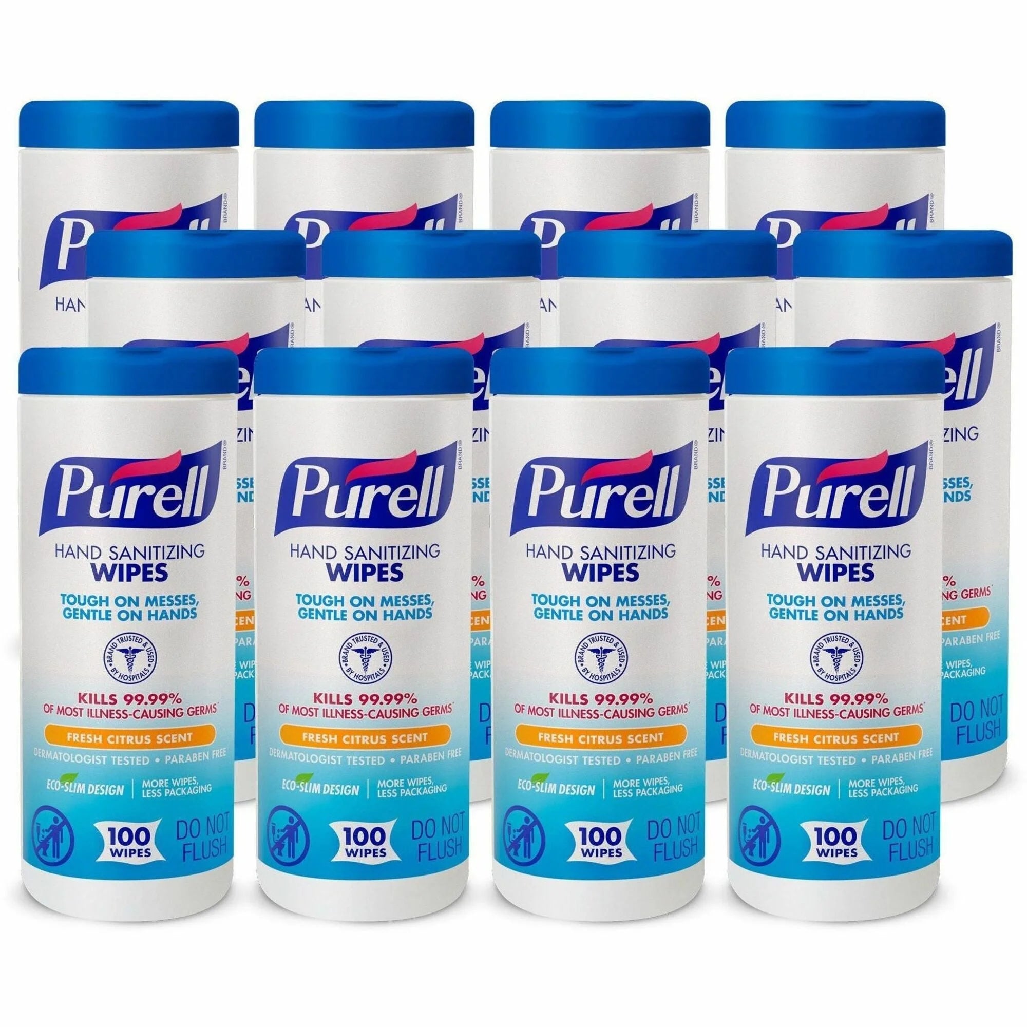 PURELL® Sanitizing Wipes - Fresh Citrus - White - 100 Per Canister - 12 / Carton - Hand Sanitizers