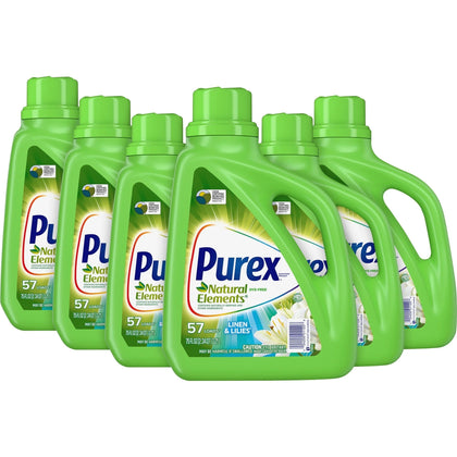 Purex Natural Elements Liquid Detergent - Linen & Lilies Scent - Hypoallergenic Skin-friendly - 75 fl oz - Laundry