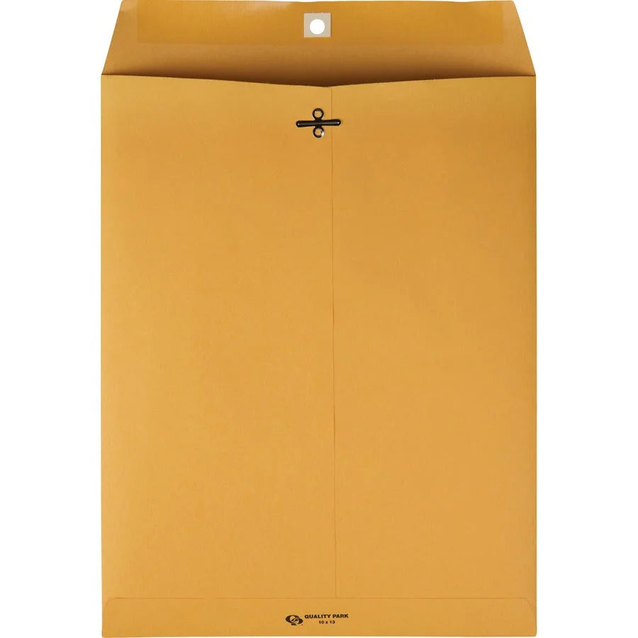 Quality Park Clasp Envelopes - 10’’ x 13’’ - Moisture-Activated Adhesive - 100/Box