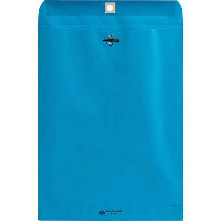 Quality Park Clasp Envelopes - #90 - 9x12 - 28 lb - Blue - Wove - 10/Pack