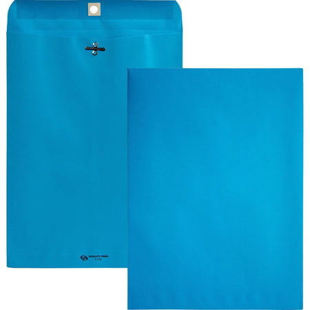Quality Park Clasp Envelopes - #90 - 9x12 - 28 lb - Blue - Wove - 10/Pack