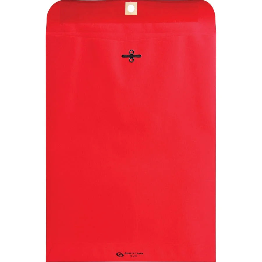 Quality Park Clasp Envelopes - #90 - 9x12 - 28 lb - Red - 10/Pack