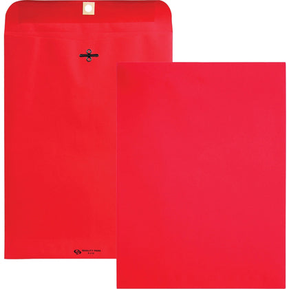 Quality Park Clasp Envelopes - #90 - 9x12 - 28 lb - Red - 10/Pack