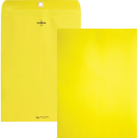 Quality Park Clasp Envelopes - #90 - 9x12 - 28 lb - Yellow - 10/Pack