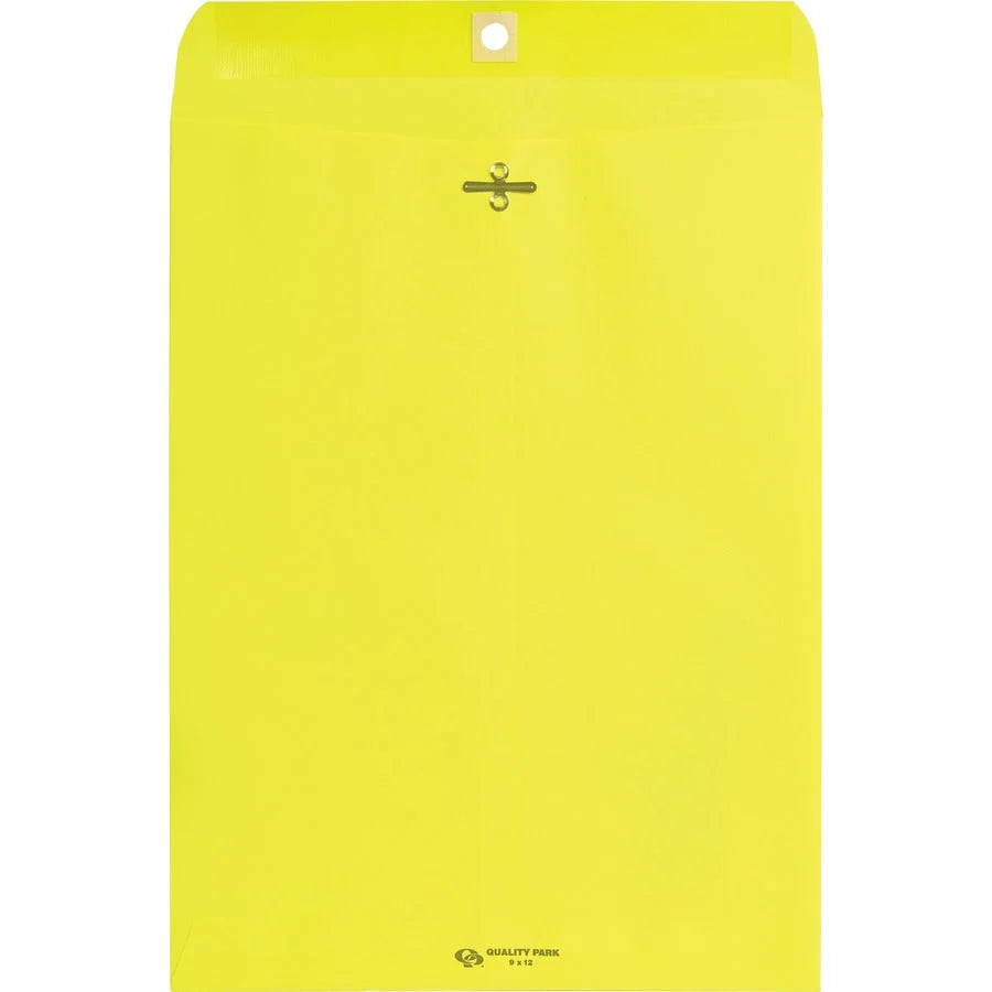 Quality Park Clasp Envelopes - #90 - 9x12 - 28 lb - Yellow - 10/Pack
