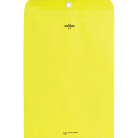 Quality Park Clasp Envelopes - #90 - 9x12 - 28 lb - Yellow - 10/Pack