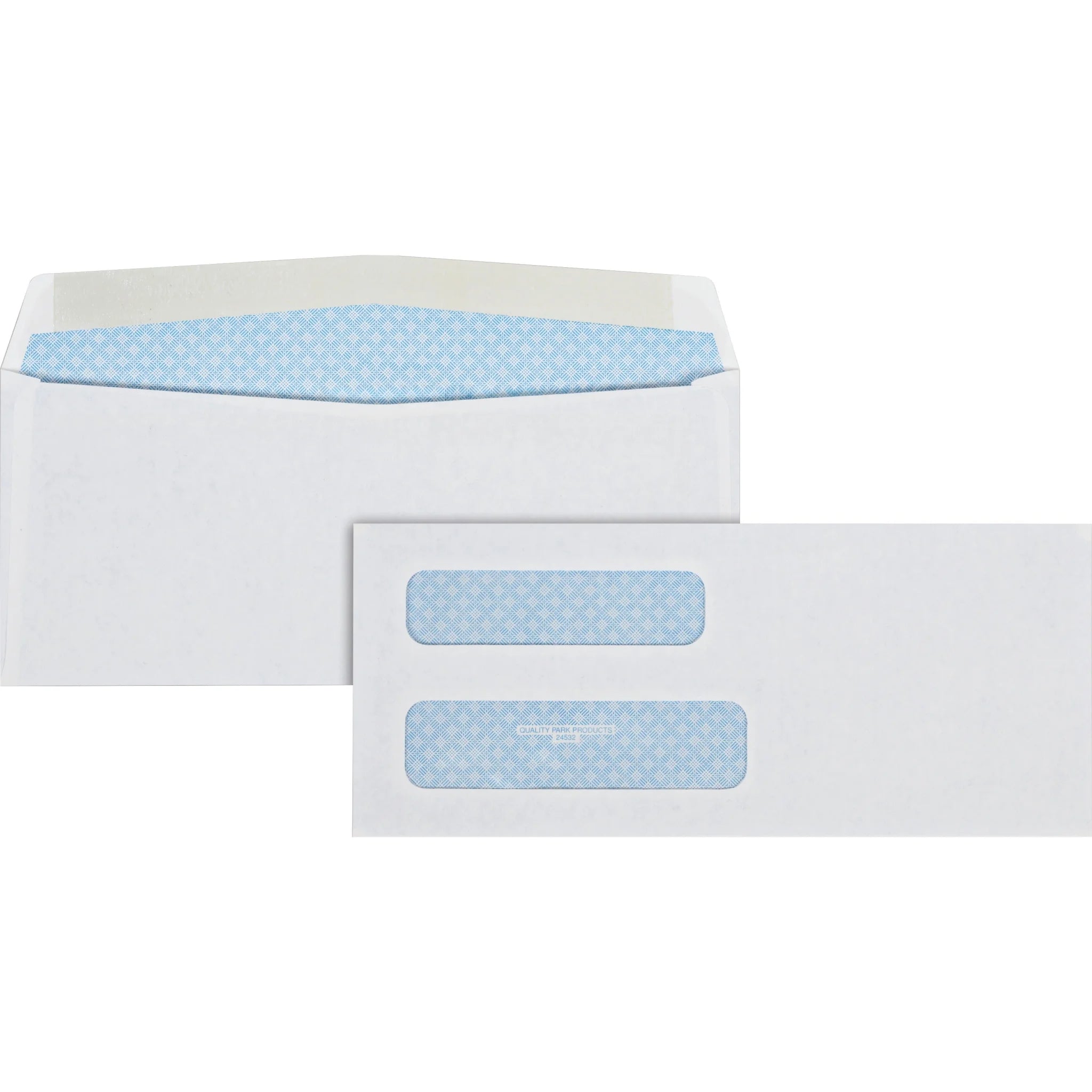 Quality Park Double Window Security Tint Envelopes - #8 5/8 - 3 5/8’’ x 8 - 24 lb - White - Business