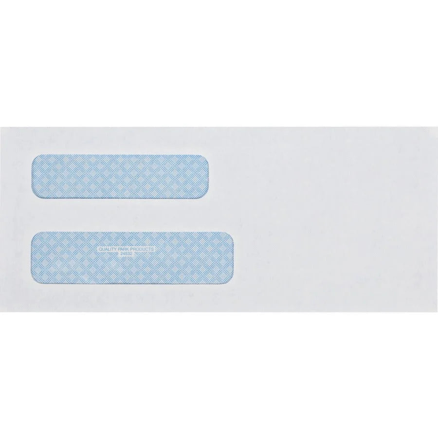 Quality Park Double Window Security Tint Envelopes - #8 5/8 - 3 5/8’’ x 8 - 24 lb - White - Business