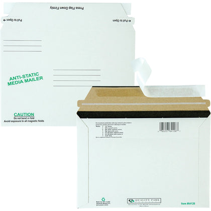 Quality Park Economy Disk/CD Mailers - Secure White Fiberboard - 25/Box
