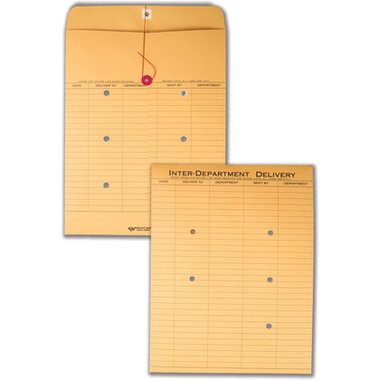 Quality Park Inter-Departmental Envelopes - 10x13 - String/Button - Brown Kraft - Interdepartmental