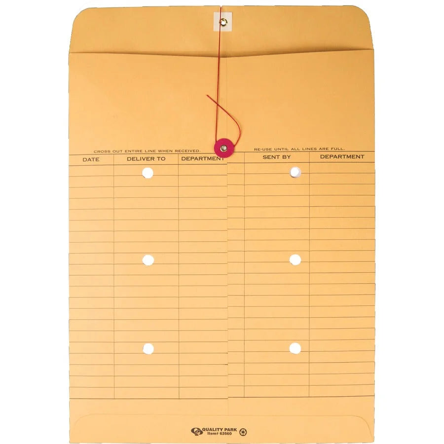 Quality Park Inter-Departmental Envelopes - 10x13 - String/Button - Brown Kraft - Interdepartmental