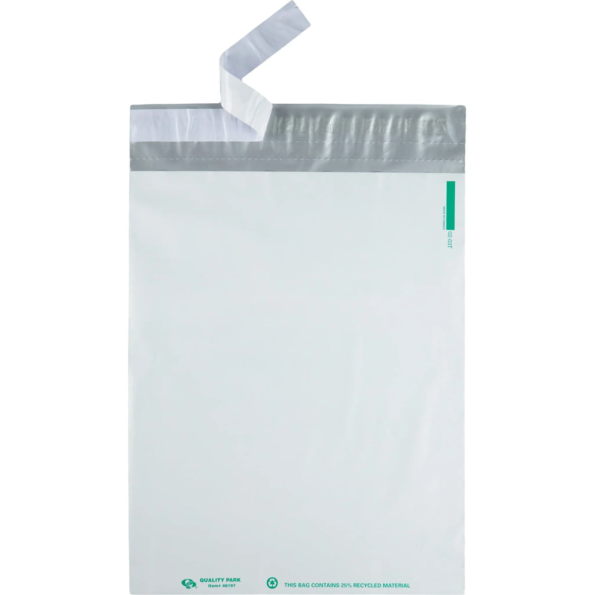 Quality Park Jumbo Poly Mailers: Redi-Strip Self-Sealing 12x15.5 White 100/Pack - Mailers