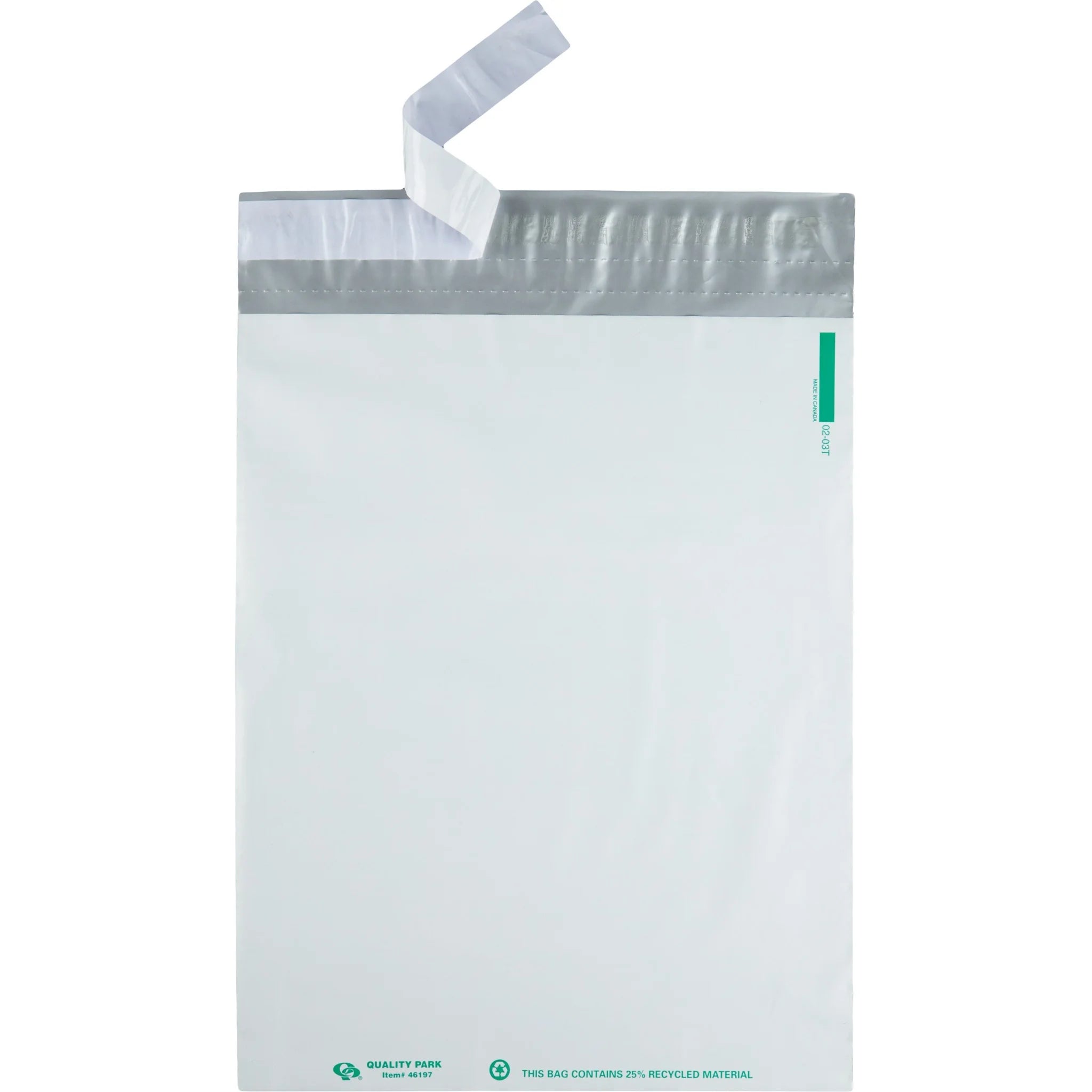 Quality Park Jumbo Poly Mailers: Redi-Strip Self-Sealing 12x15.5 White 100/Pack - Mailers