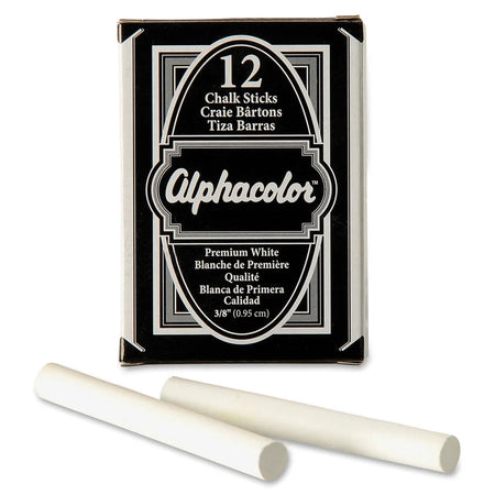 Quartet Alphacolor Premium White Chalk Sticks - Non-toxic - 0.4’’ Diameter - Chalks