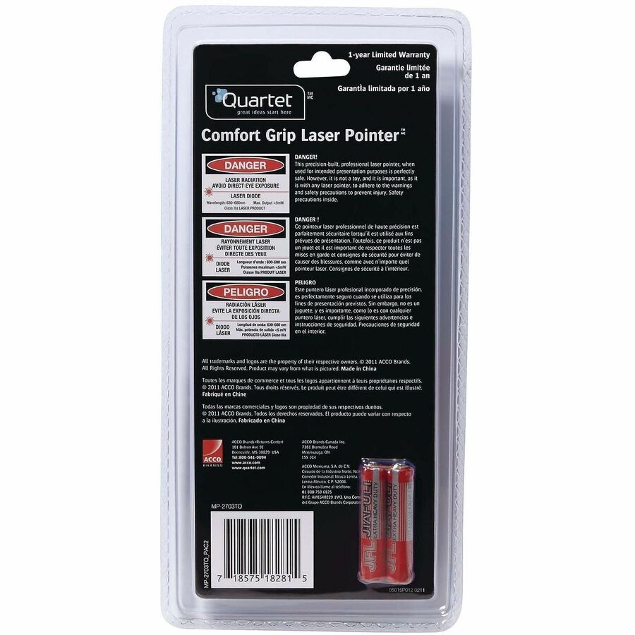 Quartet Classic Comfort Laser Pointer - Class 3a - For Large Venue - Rear