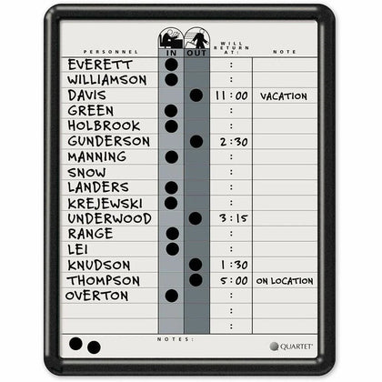 Quartet Classic In/Out Board - 14x11’’ Gray Porcelain - Magnetic & Durable - Planning Boards