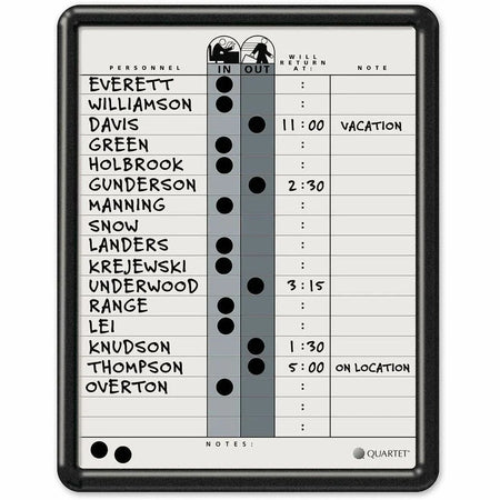 Quartet Classic In/Out Board - 14x11’’ Gray Porcelain - Magnetic & Durable - Planning Boards