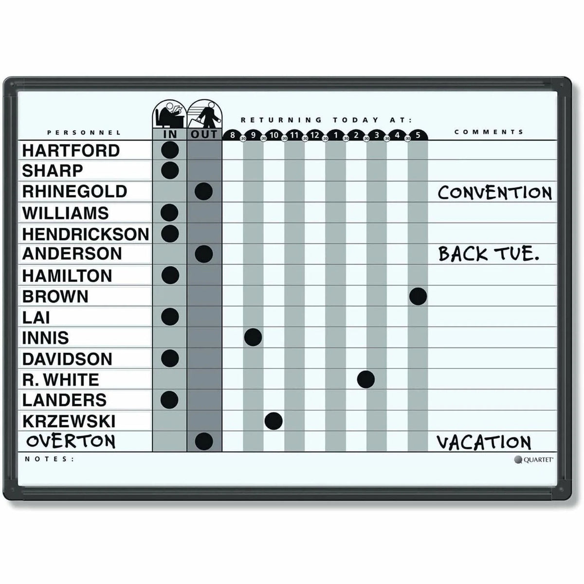 Quartet Classic In/Out Board: 18’’x24’’ Gray Porcelain Surface - Planning Boards