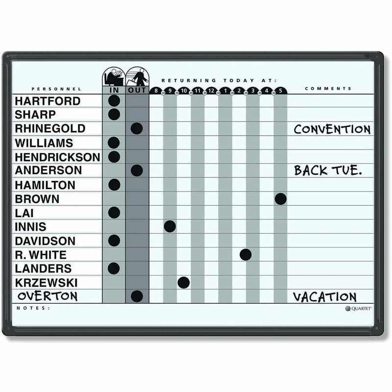Quartet Classic In/Out Board: 18’’x24’’ Gray Porcelain Surface - Planning Boards