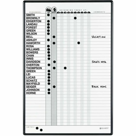 Quartet Classic In/Out Board: 36x24 White Porcelain - Magnetic Scratch-Resistant - Black Aluminum Frame - Planning