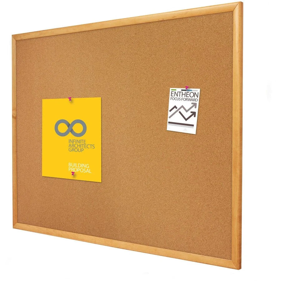 Quartet Classic Series Cork Bulletin Board - 24x18 - Self-healing Natural - Oak Frame - Boards