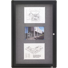 Quartet Enclosed Bulletin Board: 36x24 Gray Fabric Surface Hinged & Shatterproof - Boards