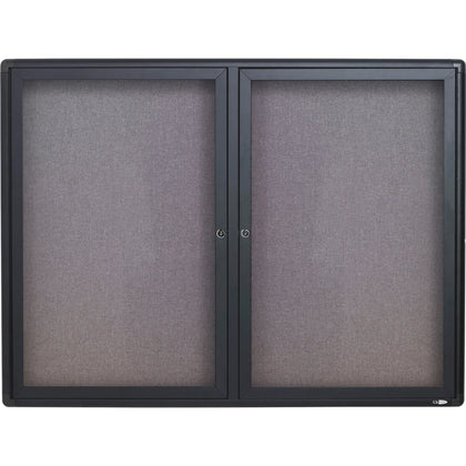 Quartet Enclosed Bulletin Board - 36x48 Gray Fabric - Durable & Self-healing - Boards