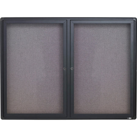 Quartet Enclosed Bulletin Board - 36x48 Gray Fabric - Durable & Self-healing - Boards