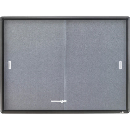Quartet Enclosed Bulletin Board: 36x48 Gray Fabric Surface - Boards