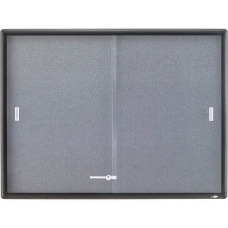 Quartet Enclosed Bulletin Board: 36x48 Gray Fabric Surface - Boards