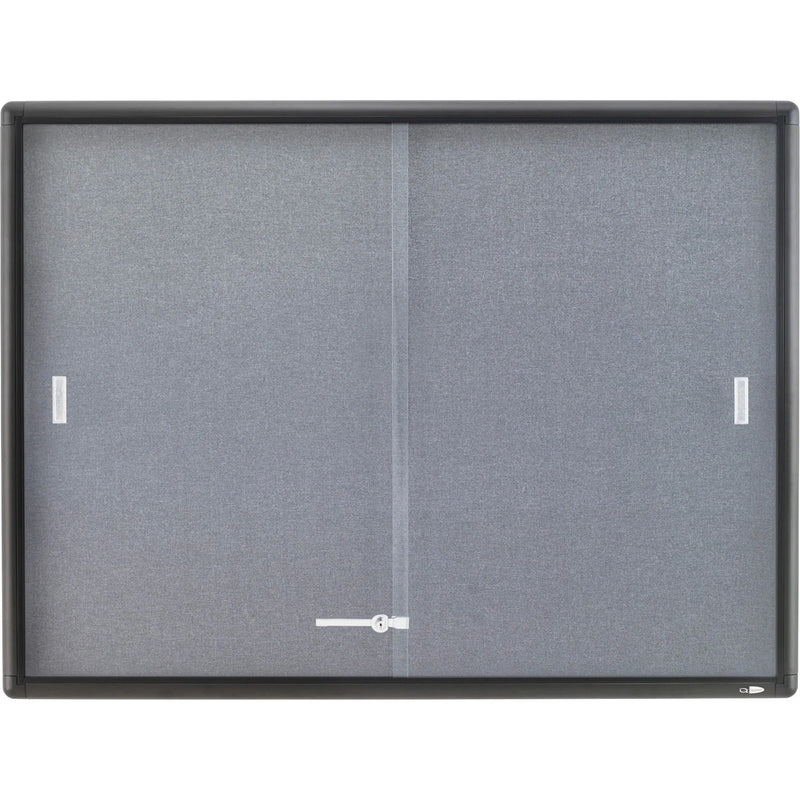 Quartet Enclosed Bulletin Board: 36x48 Gray Fabric Surface - Boards