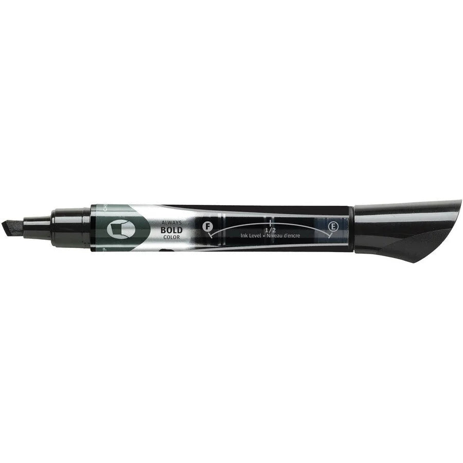 Quartet EnduraGlide Black Chisel Dry-Erase Markers - Transparent Barrel - 1 Dozen - &