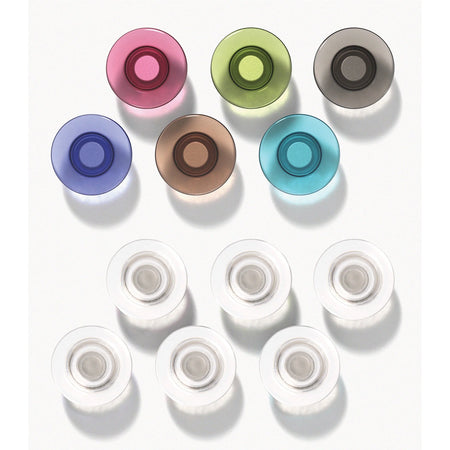 Quartet Glass Board Magnets - 0.5’’ Cylinder - 12/Pack - Assorted - & Easel Accessories