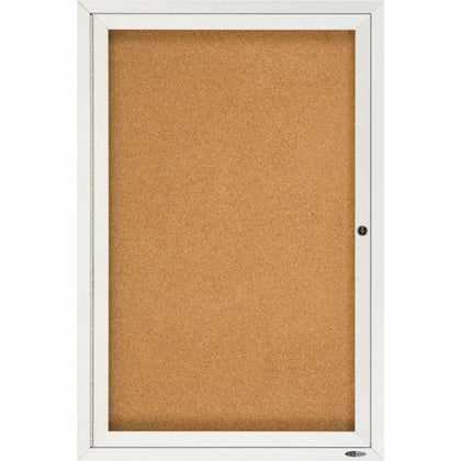 Quartet Indoor Enclosed Bulletin Board - 36x24 - Natural Cork - Silver Aluminum Frame - Boards