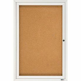 Quartet Indoor Enclosed Bulletin Board - 36x24 - Natural Cork - Silver Aluminum Frame - Boards