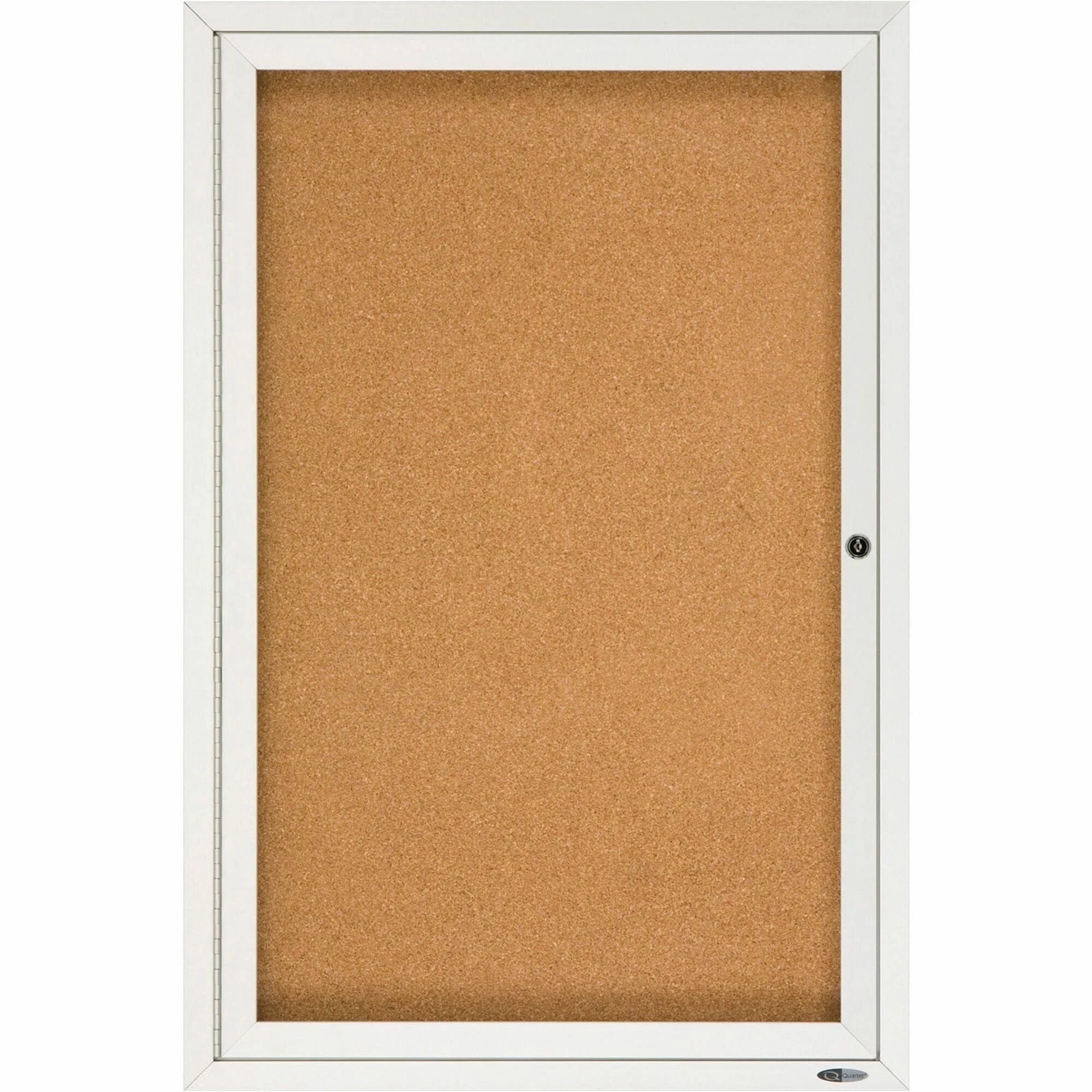 Quartet Indoor Enclosed Bulletin Board - 36x24 - Natural Cork - Silver Aluminum Frame - Boards