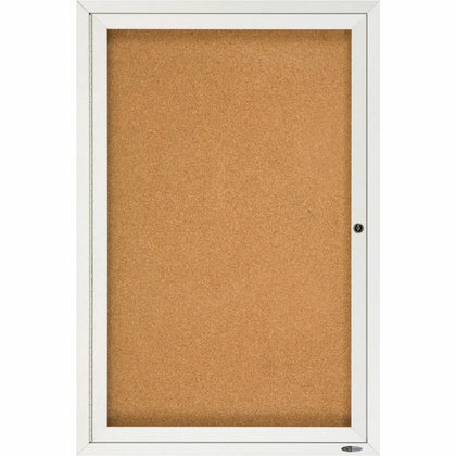 Quartet Indoor Enclosed Bulletin Board - 36x24 - Natural Cork - Silver Aluminum Frame - Boards