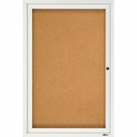 Quartet Indoor Enclosed Bulletin Board - 36x24 - Natural Cork - Silver Aluminum Frame - Boards