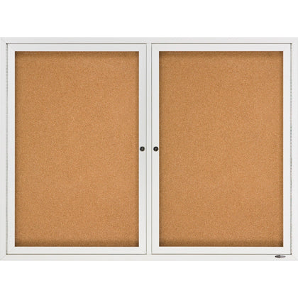Quartet Indoor Enclosed Bulletin Board - 36’’x48’’ Brown Cork - Durable Aluminum Frame - Boards