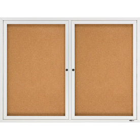 Quartet Indoor Enclosed Bulletin Board - 36’’x48’’ Brown Cork - Durable Aluminum Frame - Boards