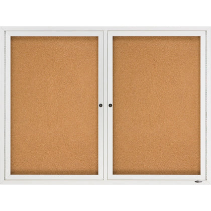 Quartet Indoor Enclosed Bulletin Board - 36’’x48’’ Brown Cork - Durable Aluminum Frame - Boards
