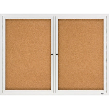 Quartet Indoor Enclosed Bulletin Board - 36’’x48’’ Brown Cork - Durable Aluminum Frame - Boards