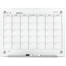 Quartet Infinity Glass Dry-Erase Calendar Board monthly 1-page white tempered glass 18’’x24’’ magnetic durable stain-