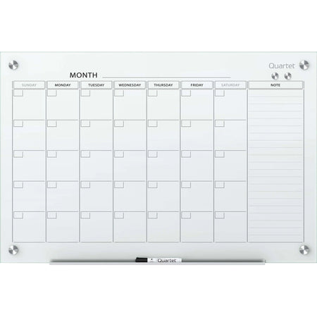 Quartet Infinity Magnetic Glass Calendar - Monthly - 36’’ x 48’’ - White - Durable & Stain Resistant - Boards