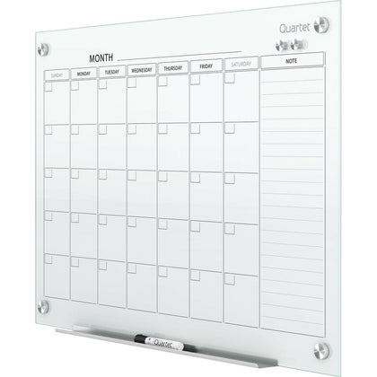Quartet Infinity Magnetic Glass Calendar - Monthly - 36’’ x 48’’ - White - Durable & Stain Resistant - Boards