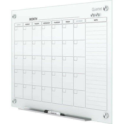 Quartet Infinity Magnetic Glass Calendar - Monthly - 36’’ x 48’’ - White - Durable & Stain Resistant - Boards