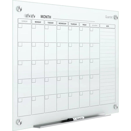 Quartet Infinity Magnetic Glass Calendar - Monthly - 36’’ x 48’’ - White - Durable & Stain Resistant - Boards