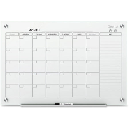 Quartet Infinity® Glass Magnetic Calendar Board - 36’’ x 24’’ - White Tempered - Boards